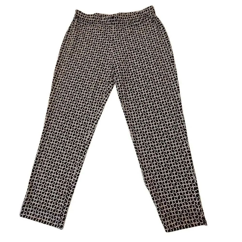 Clara Sun Woo Womens Chain Ring Black Wrinkle Free Knit Pants Size M